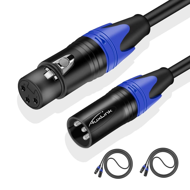 AuxLink XLR Cables, Microphone Cables 3ft 2 Pack, Heavy Duty Balanced XLR Speaker Cable Male to Female Suitable for Microphones, Speaker Systems, Radio Station, Stage Lighting and More-3 Feet - Image 1